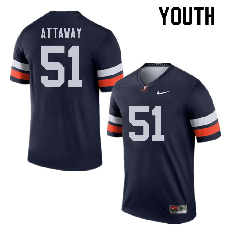 Youth #51 Ryan Attaway Virginia Cavaliers College Football Jerseys Sale-Navy